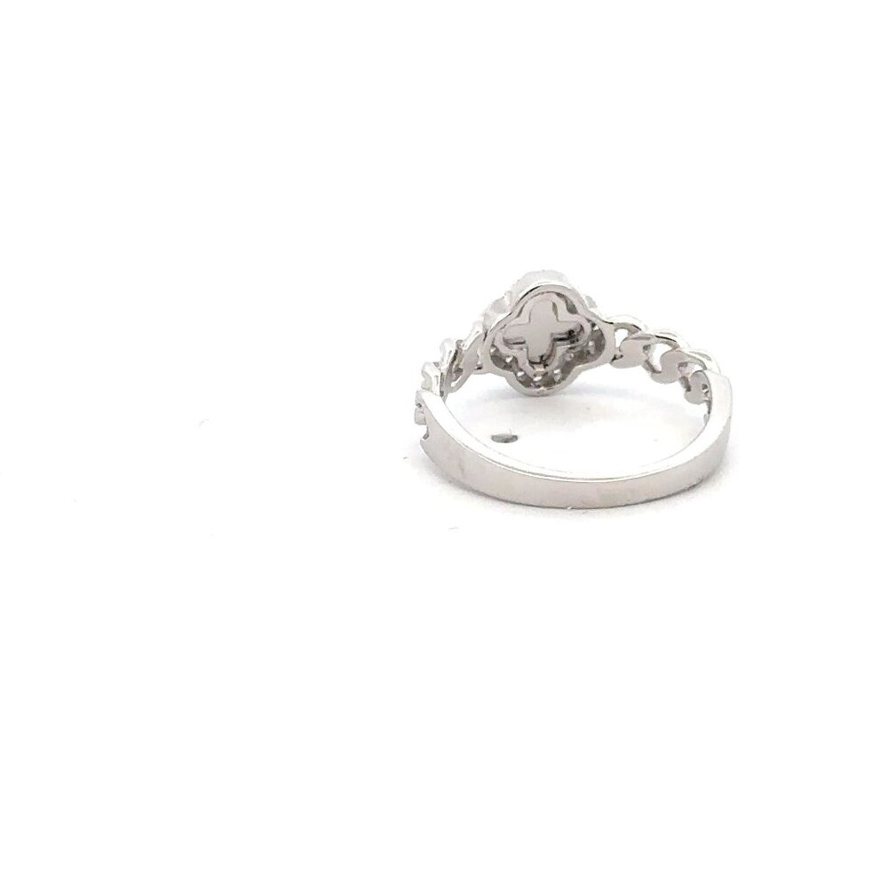 925 Sterling Silver Ring Flower Infinity Clear CZ Stones Size 5 - Picture 4 of 6